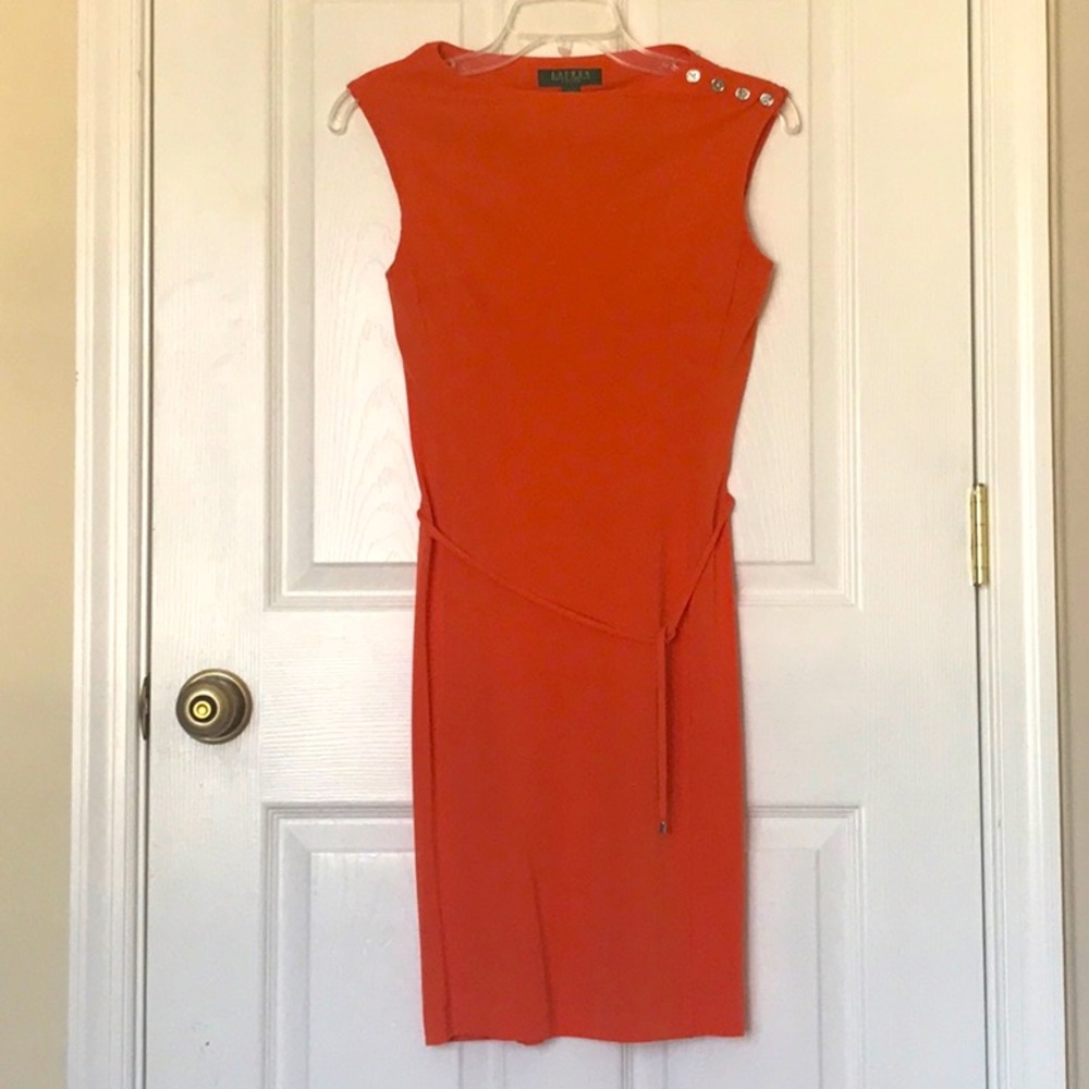 Ralph Lauren Jersey Sleeveless Shift Boatneck Career Dress bra liner